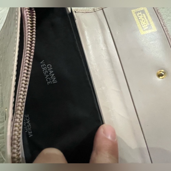 VERSACE Ostrich leather long light pink wallet - Picture 11 of 15